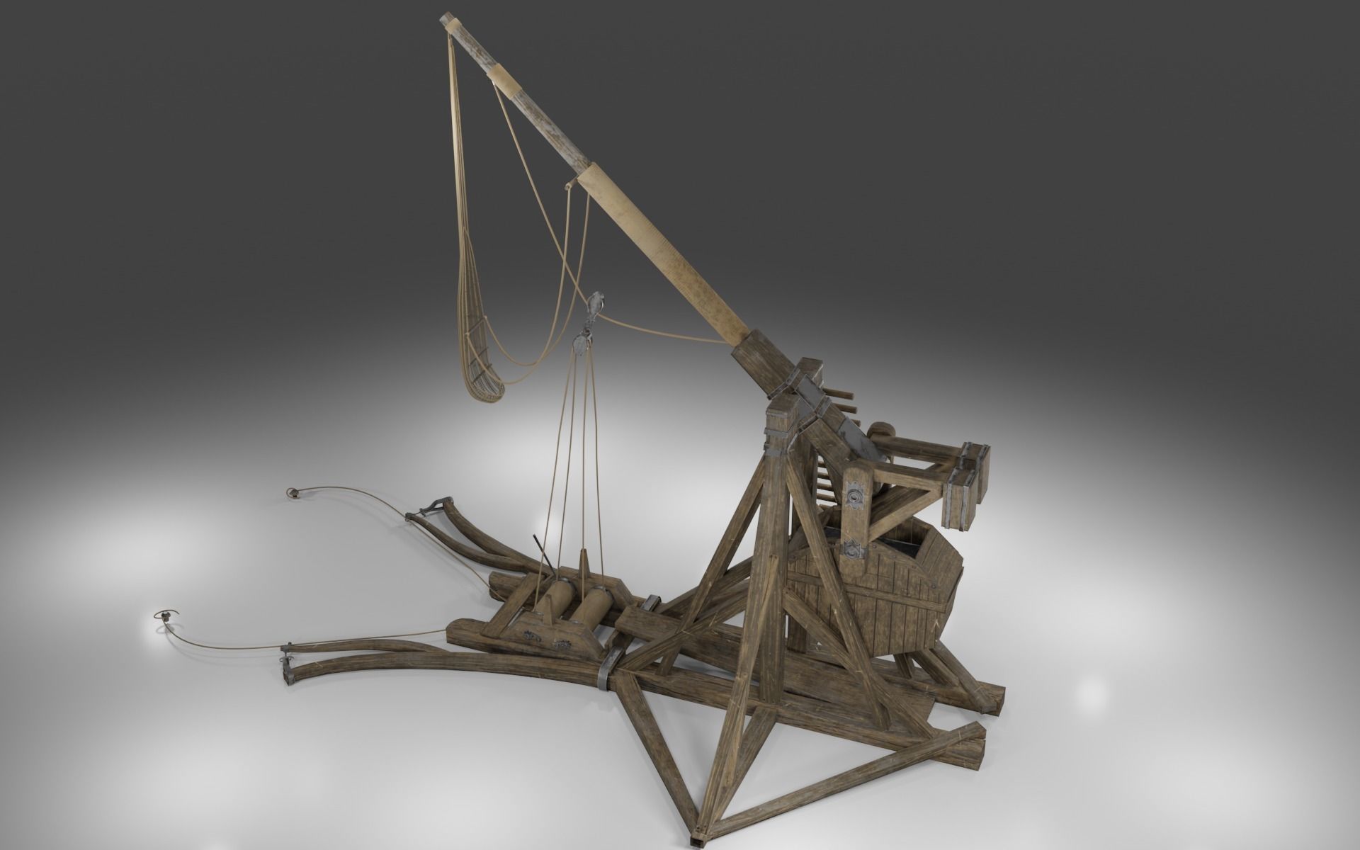 MEDIEVAL Trebuchet  Low-poly 3D model_7