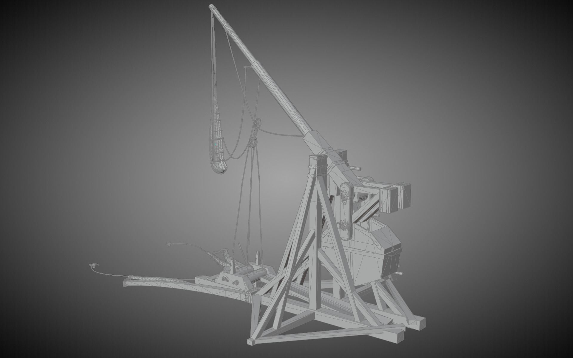 MEDIEVAL Trebuchet  Low-poly 3D model_10