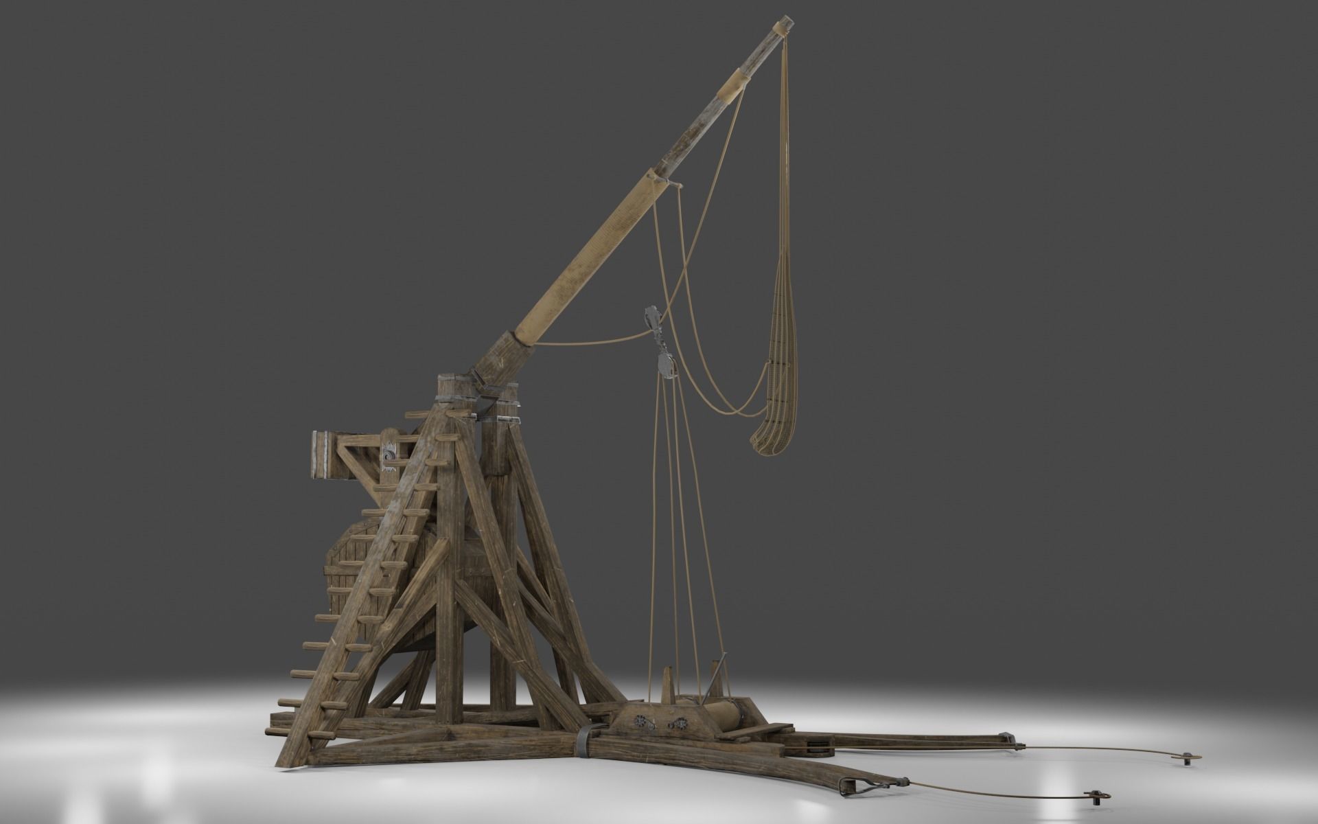 MEDIEVAL Trebuchet  Low-poly 3D model_5