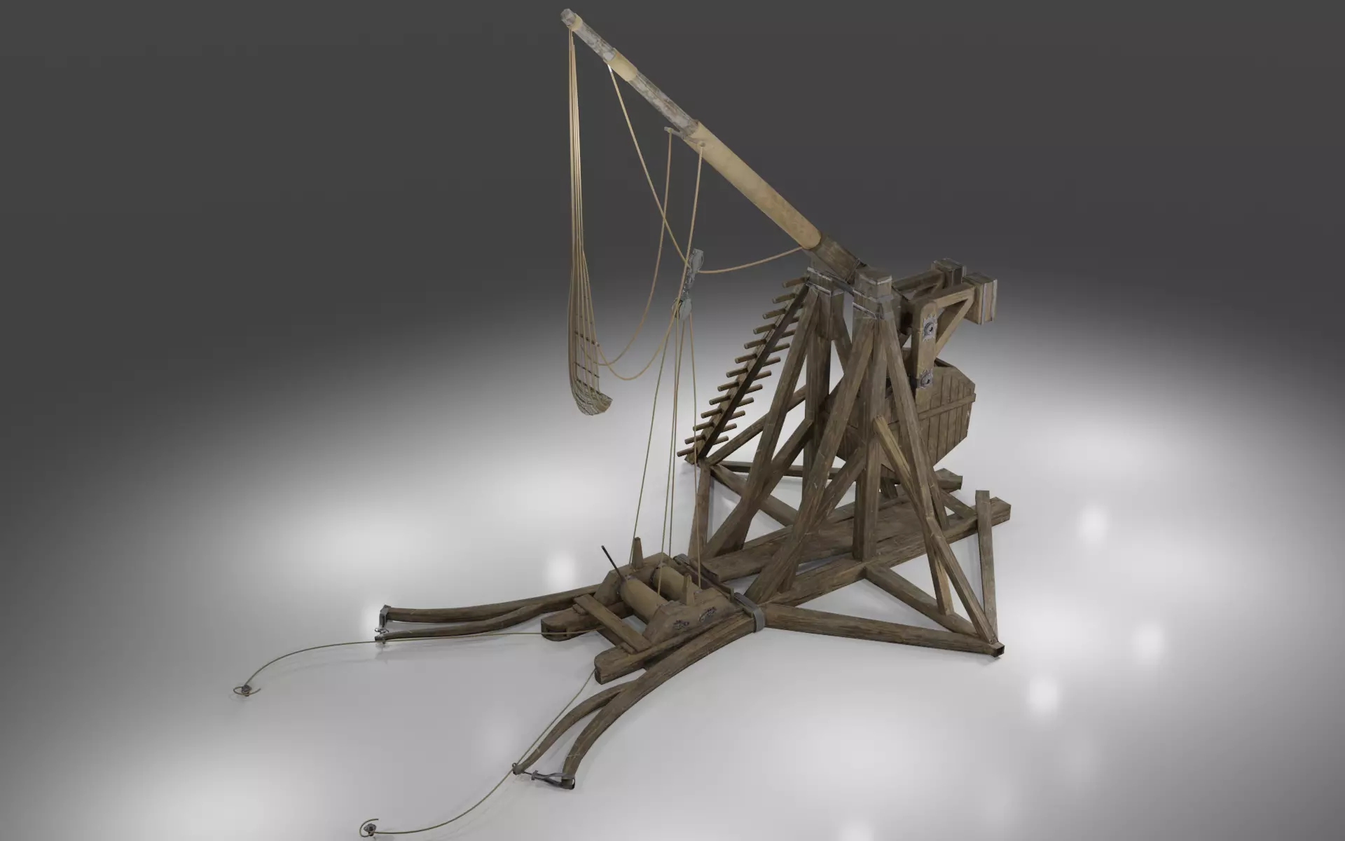 MEDIEVAL Trebuchet  Low-poly 3D model_0