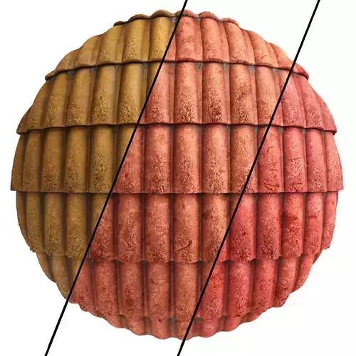 Roof Tile Materials 5- By 3 color Pbr By Sbsar 4k Texture
