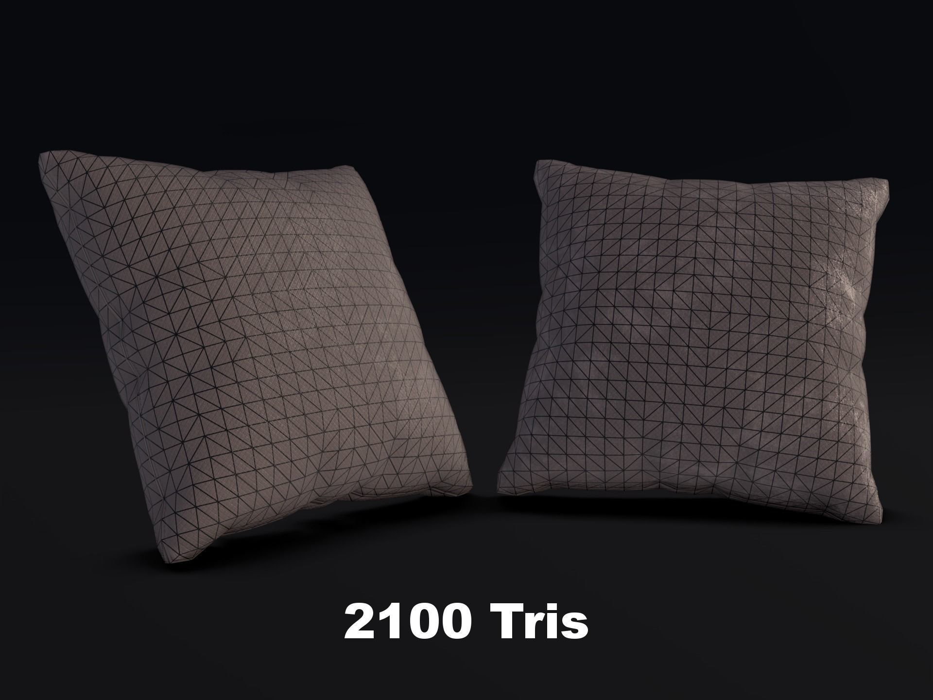 Low Poly Game Ready PBR Cushion Pillow Set Low-poly 3D model_4