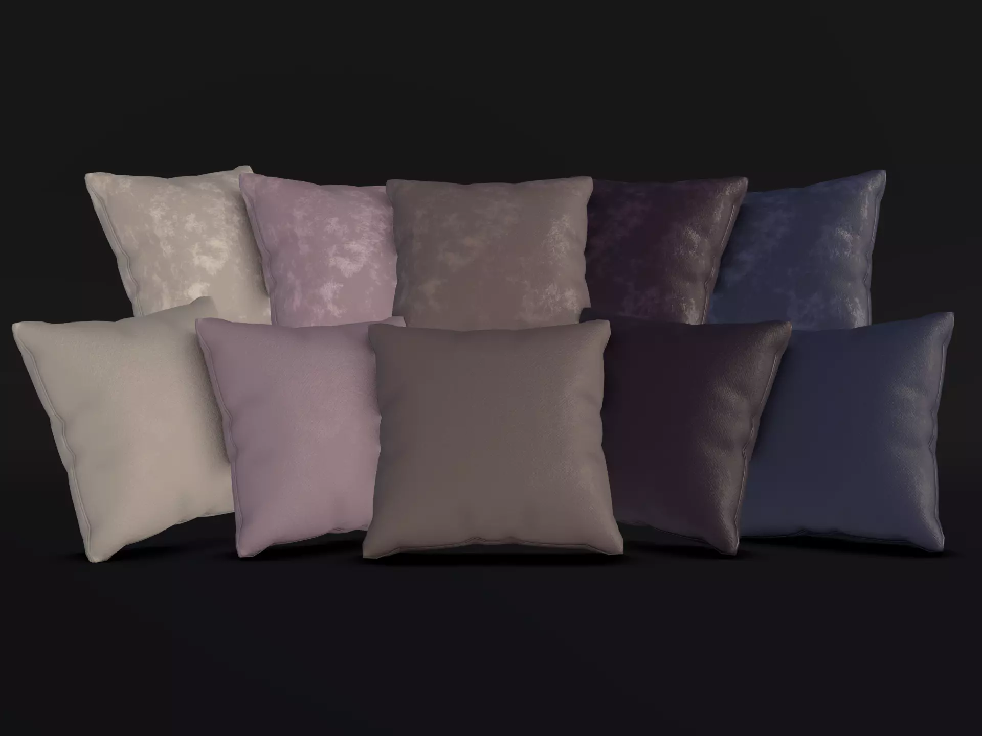 Low Poly Game Ready PBR Cushion Pillow Set Low-poly 3D model_0