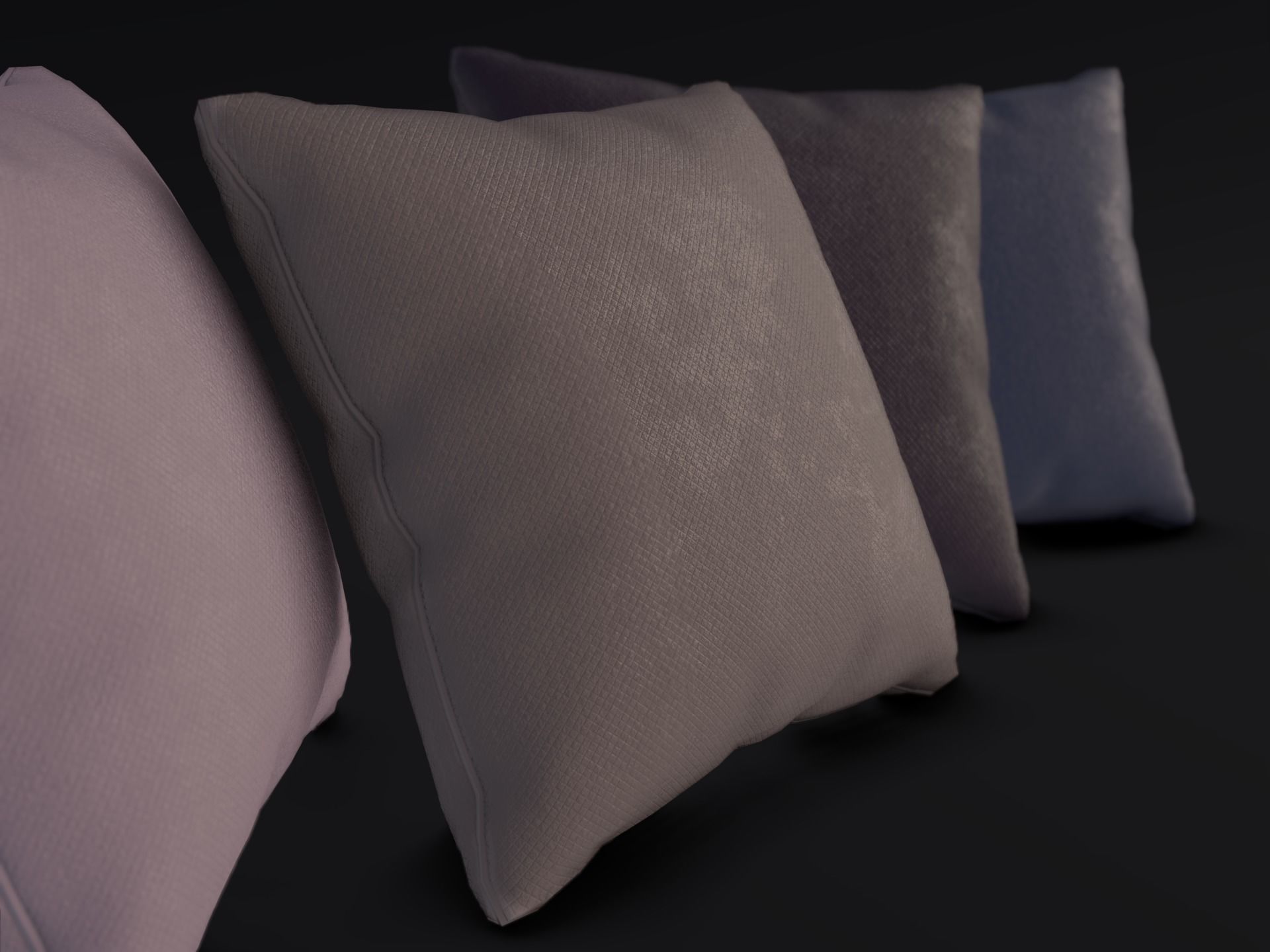 Low Poly Game Ready PBR Cushion Pillow Set Low-poly 3D model_1