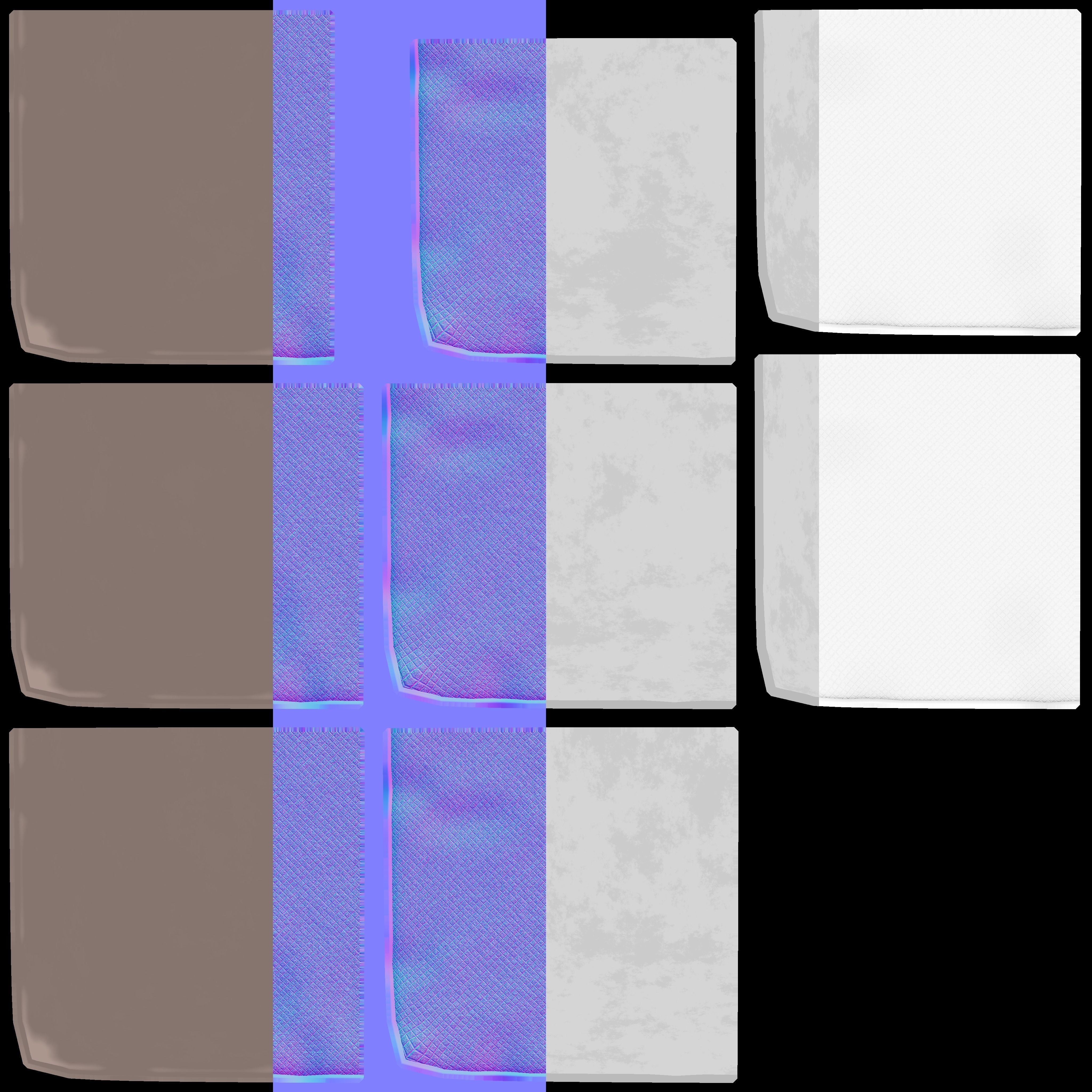 Low Poly Game Ready PBR Cushion Pillow Set Low-poly 3D model_6