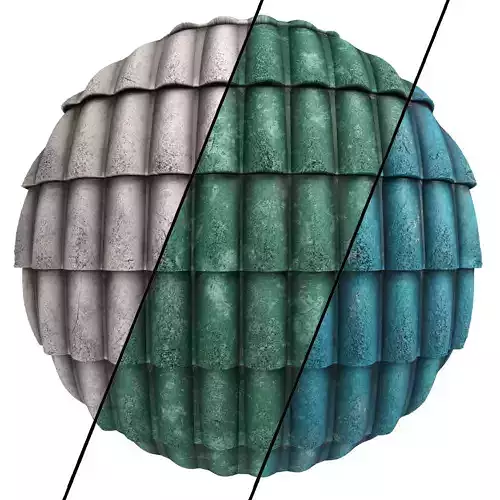 Roof Tile Materials 7- By 3 color Pbr By Sbsar 4k Low-poly 3D model