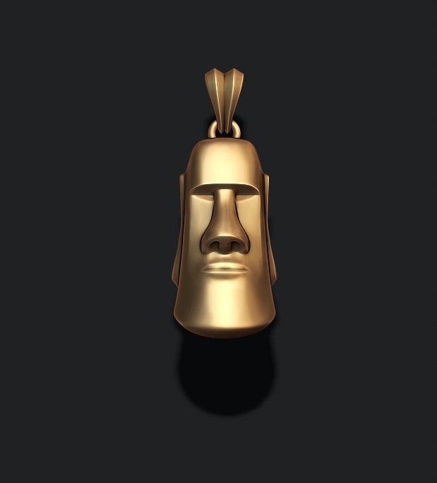 Moai head pendant 3D print model_3