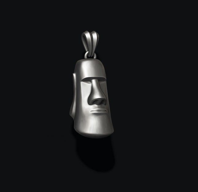 Moai head pendant 3D print model_5