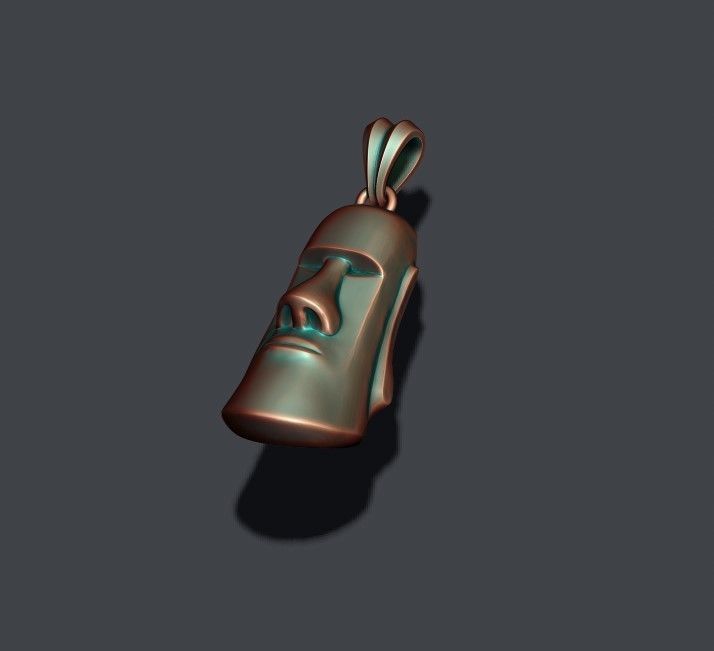 Moai head pendant 3D print model_4