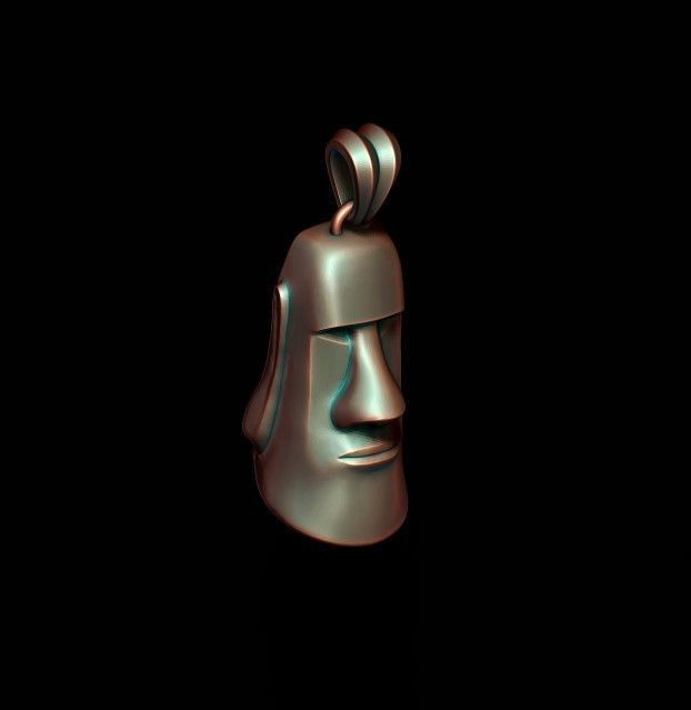 Moai head pendant 3D print model_2