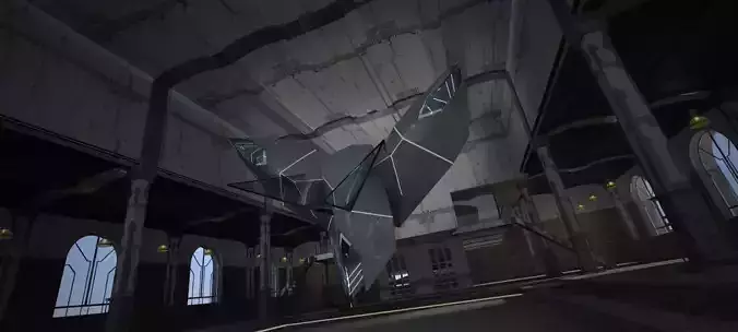 Choky futuristic spaceship in building 3D model