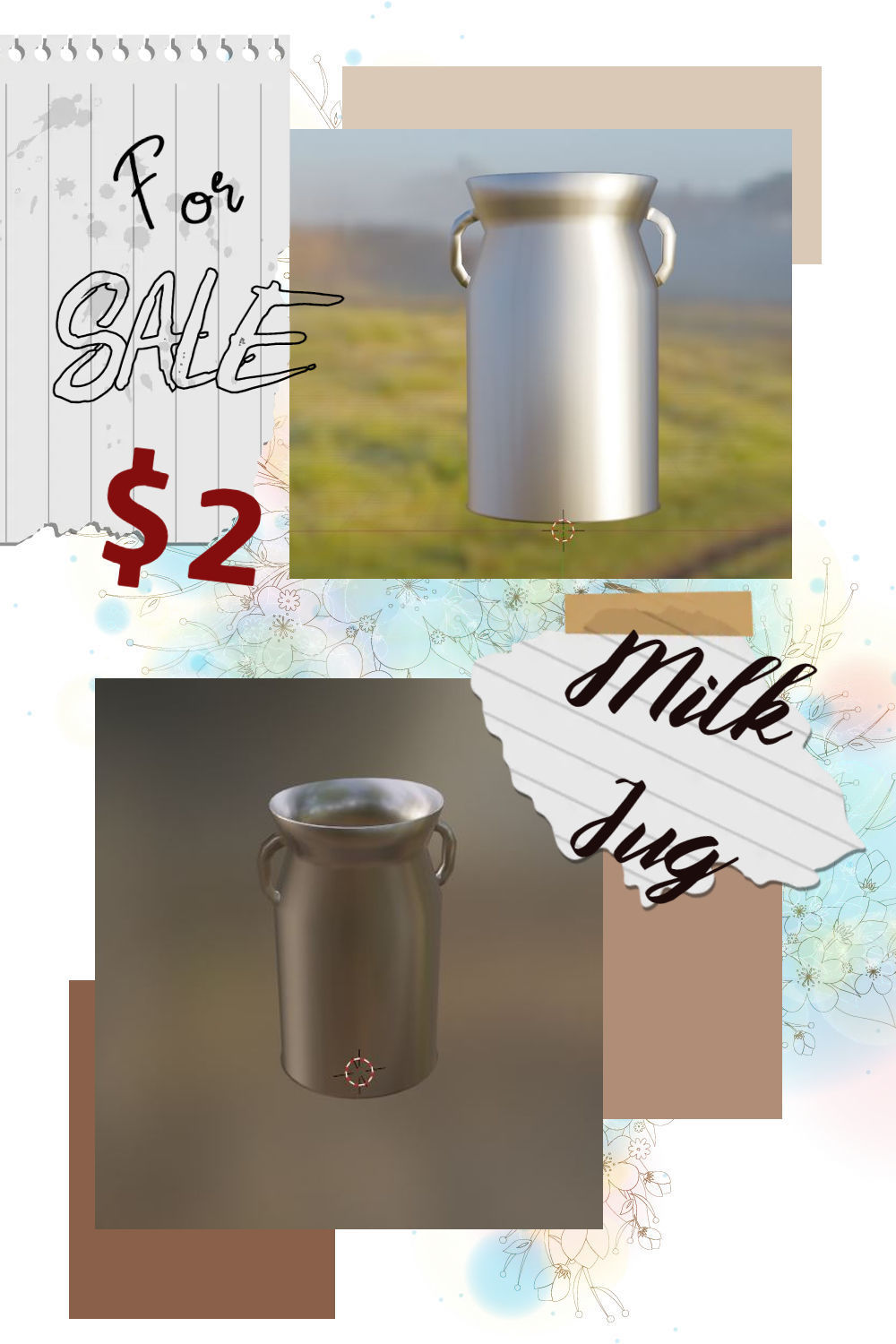 Metal Milk Jug Free low-poly 3D model_13