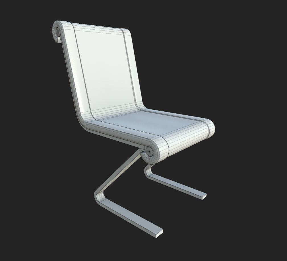 Leather Chair Low-poly 3D model_3