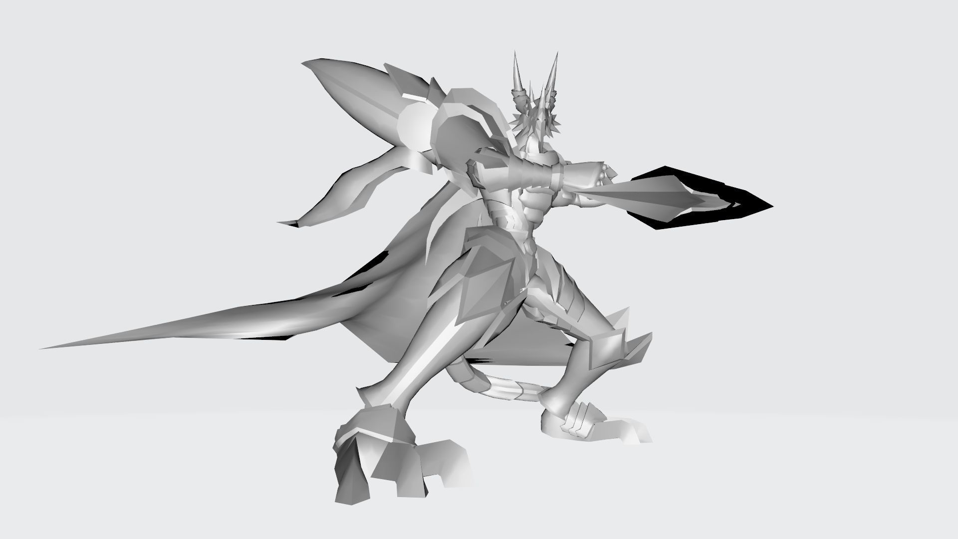 Slayerdramon robot with wings and cape 3D print model_12