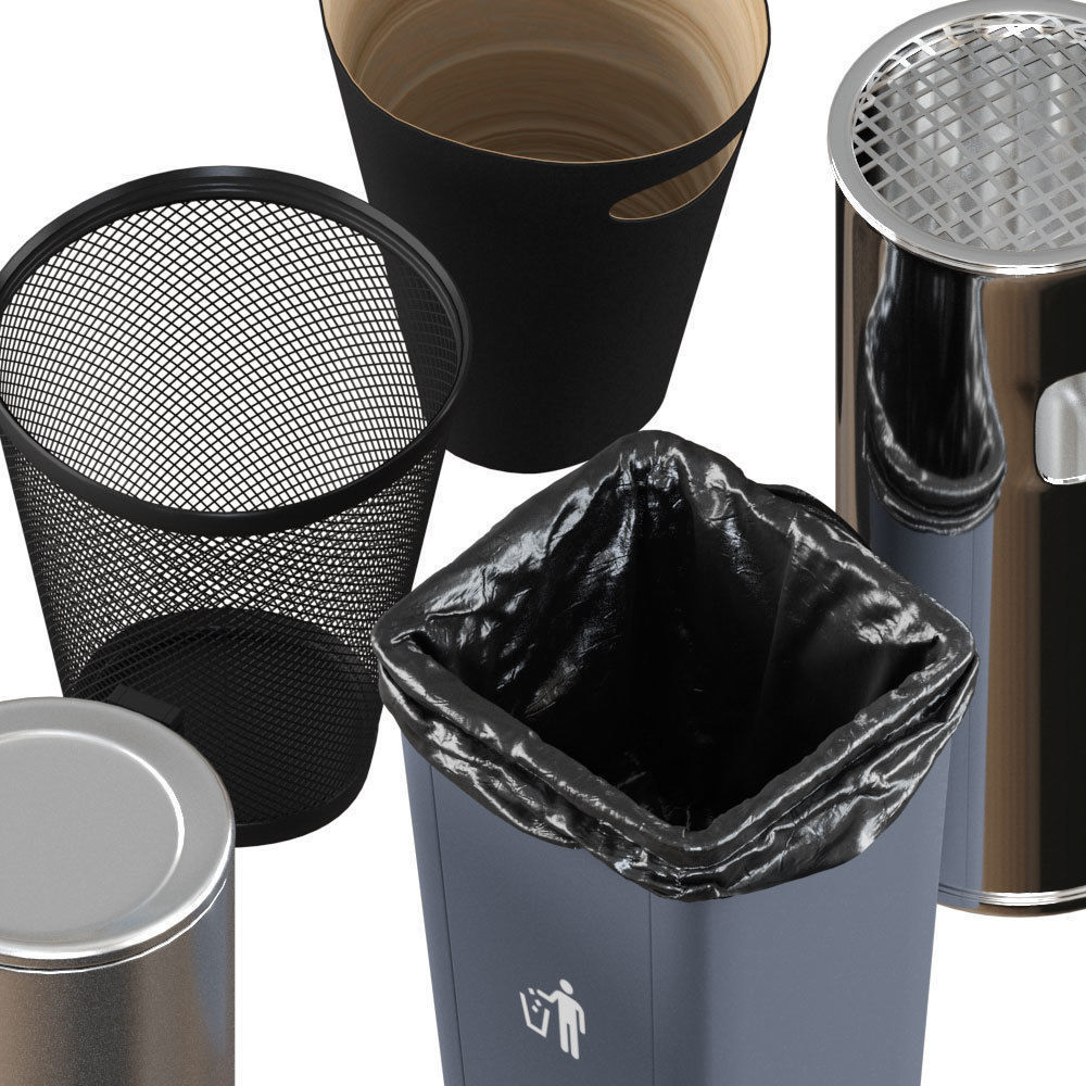 trash bin pack  low poly Low-poly 3D model_1