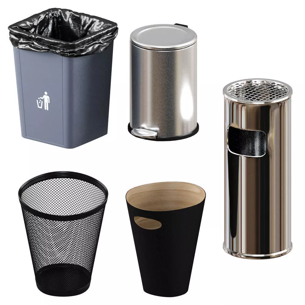 trash bin pack  low poly Low-poly 3D model_0