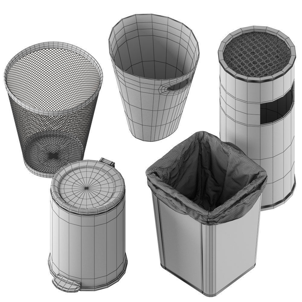 trash bin pack  low poly Low-poly 3D model_2