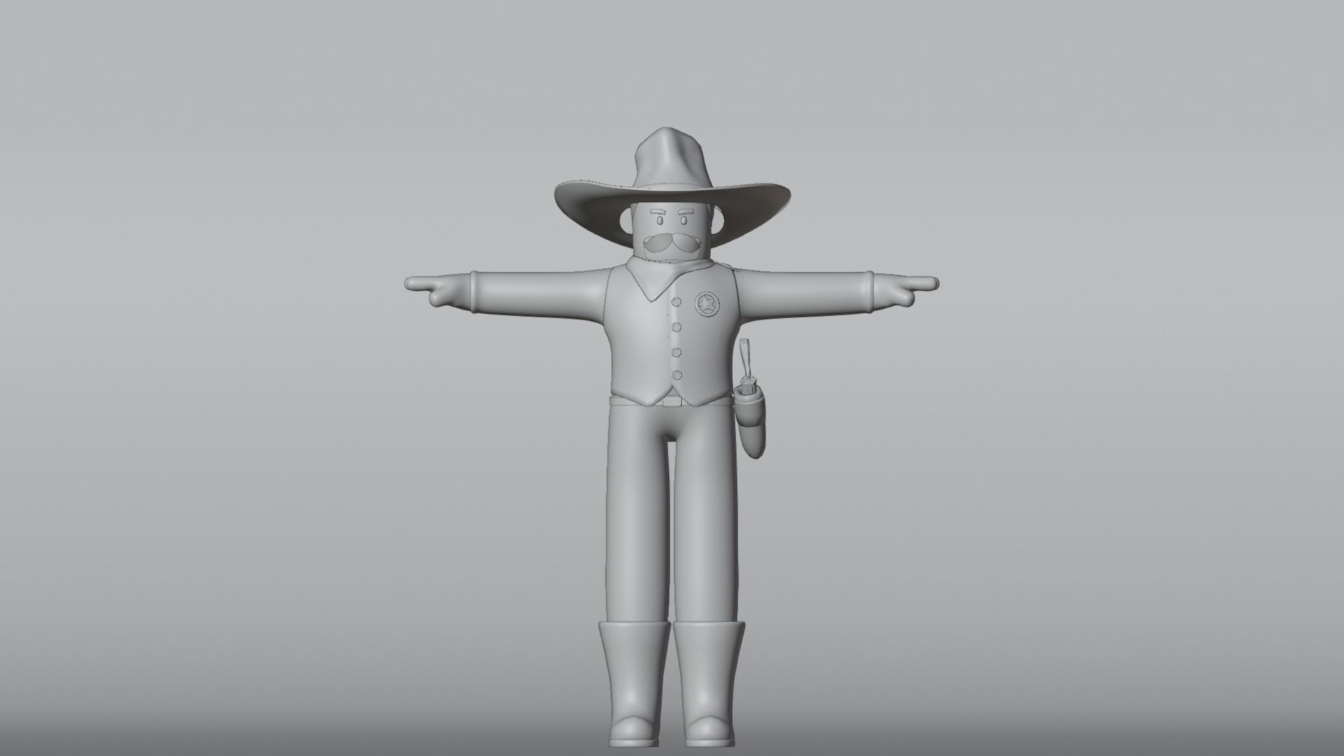 Minimal Cowboy 3D Cartoon Character 3D model_19