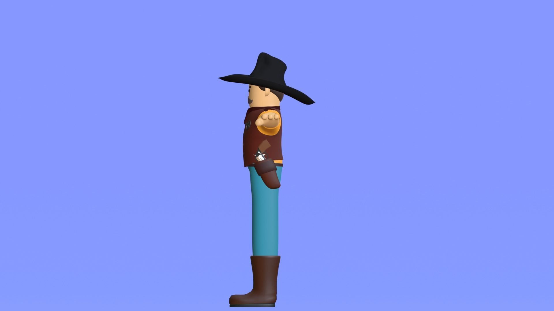 Minimal Cowboy 3D Cartoon Character 3D model_18