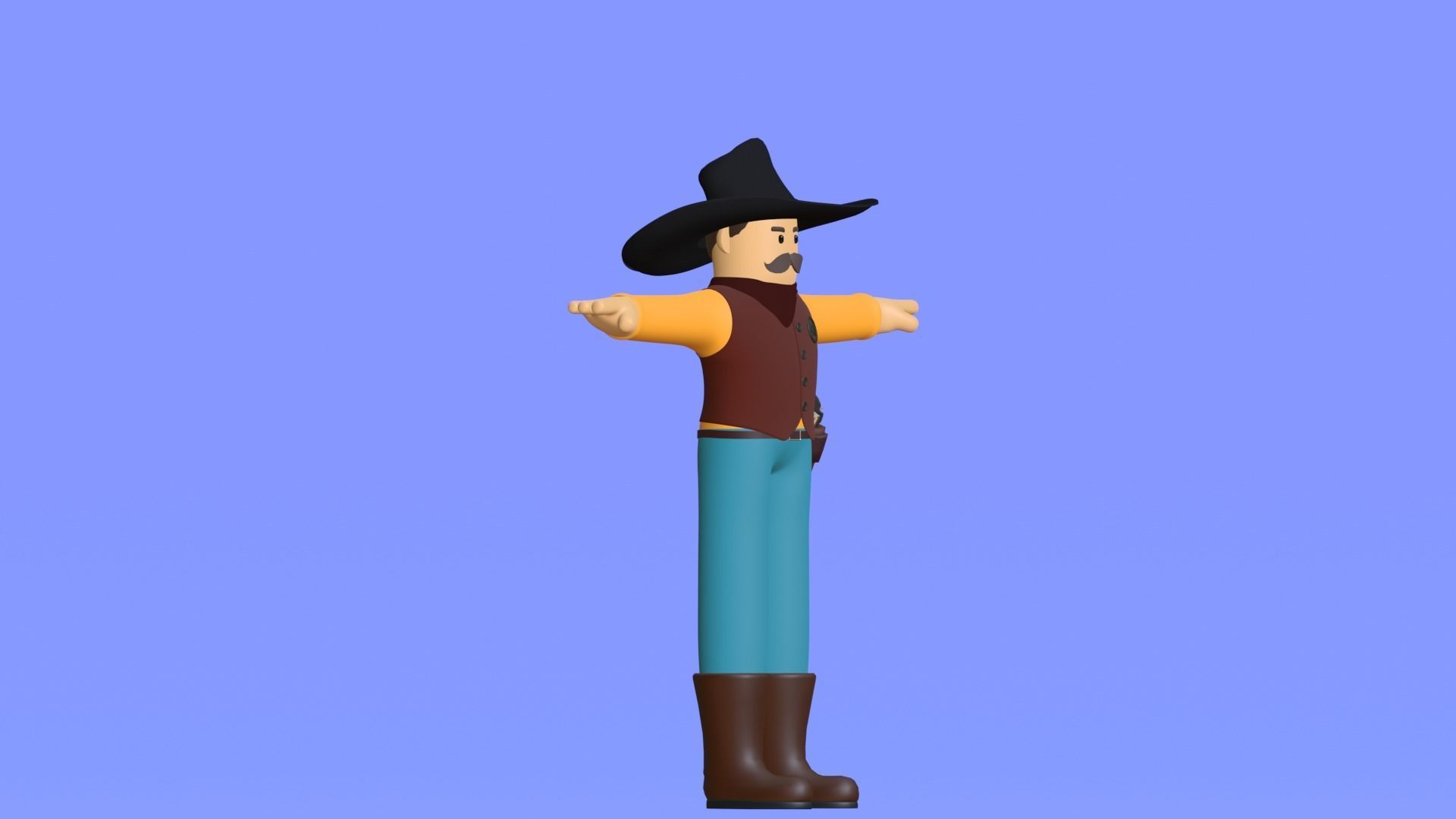 Minimal Cowboy 3D Cartoon Character 3D model_33
