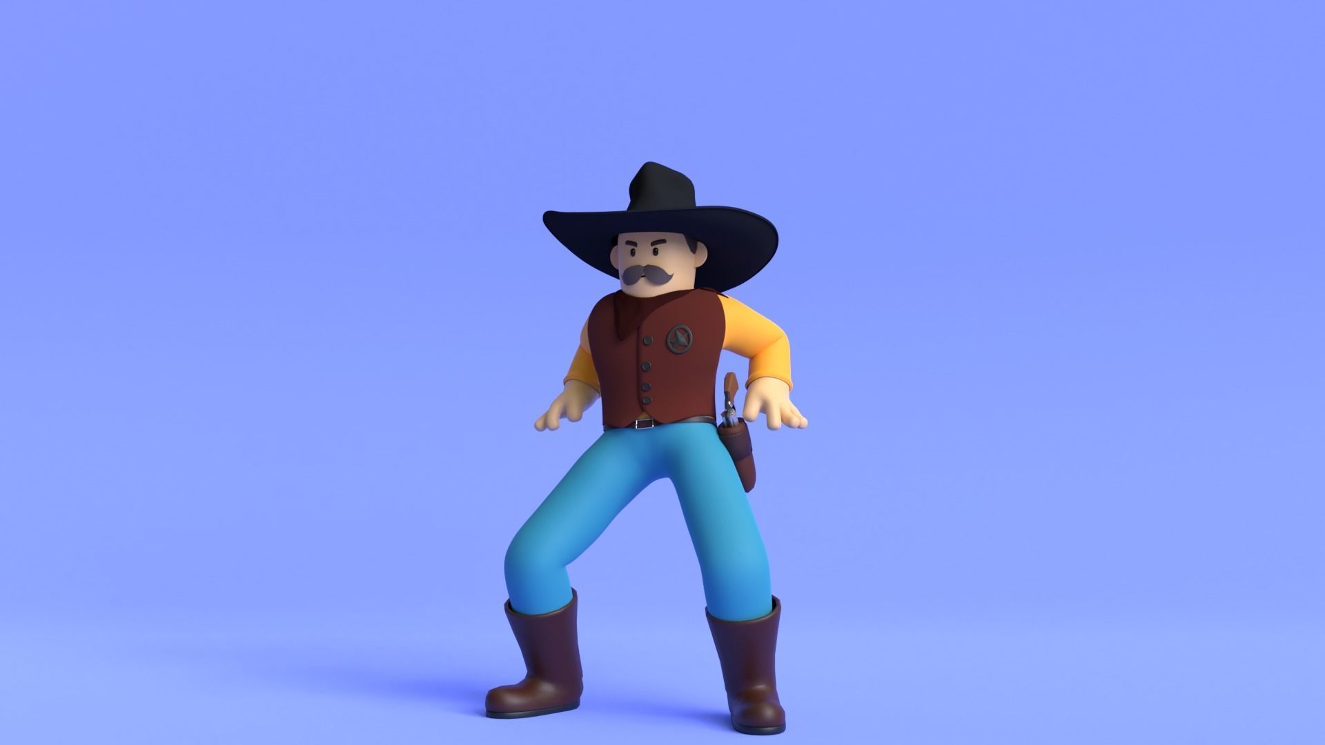 Minimal Cowboy 3D Cartoon Character 3D model_5