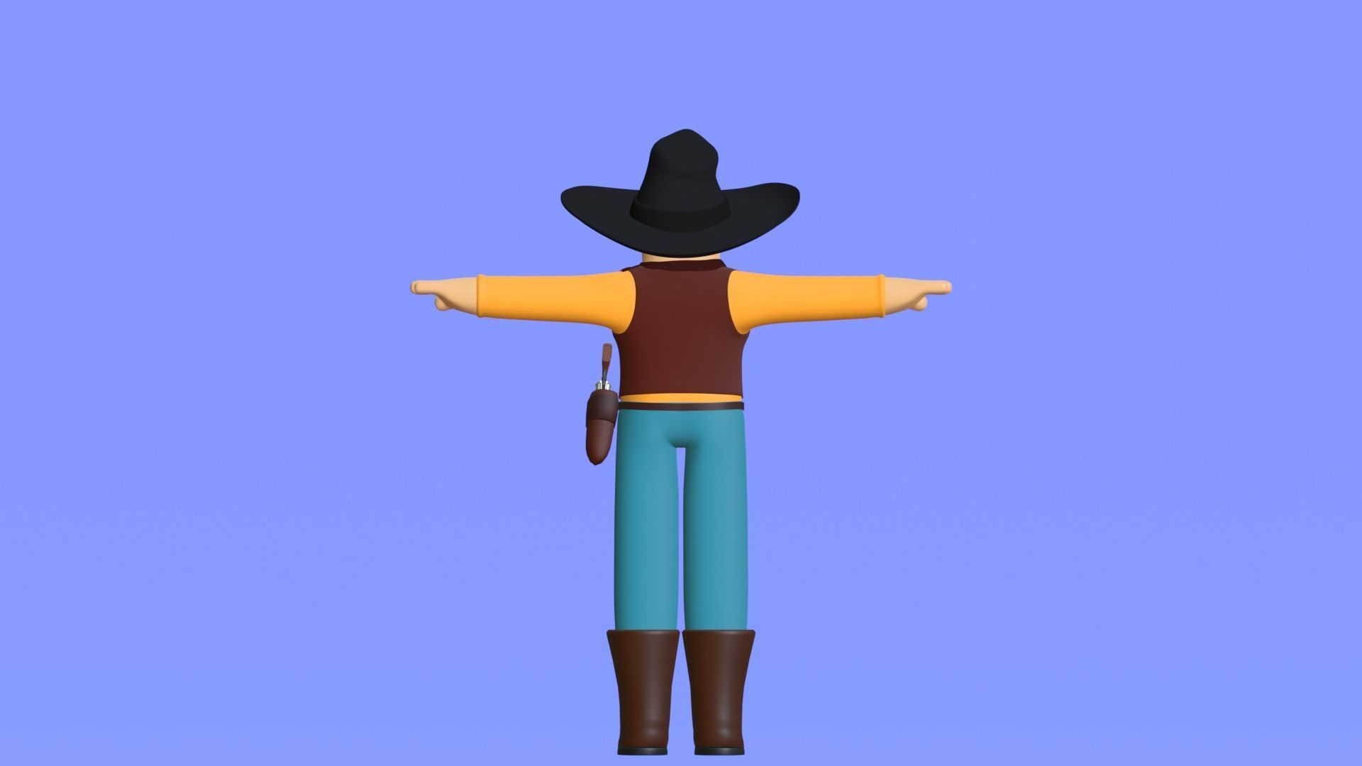 Minimal Cowboy 3D Cartoon Character 3D model_17