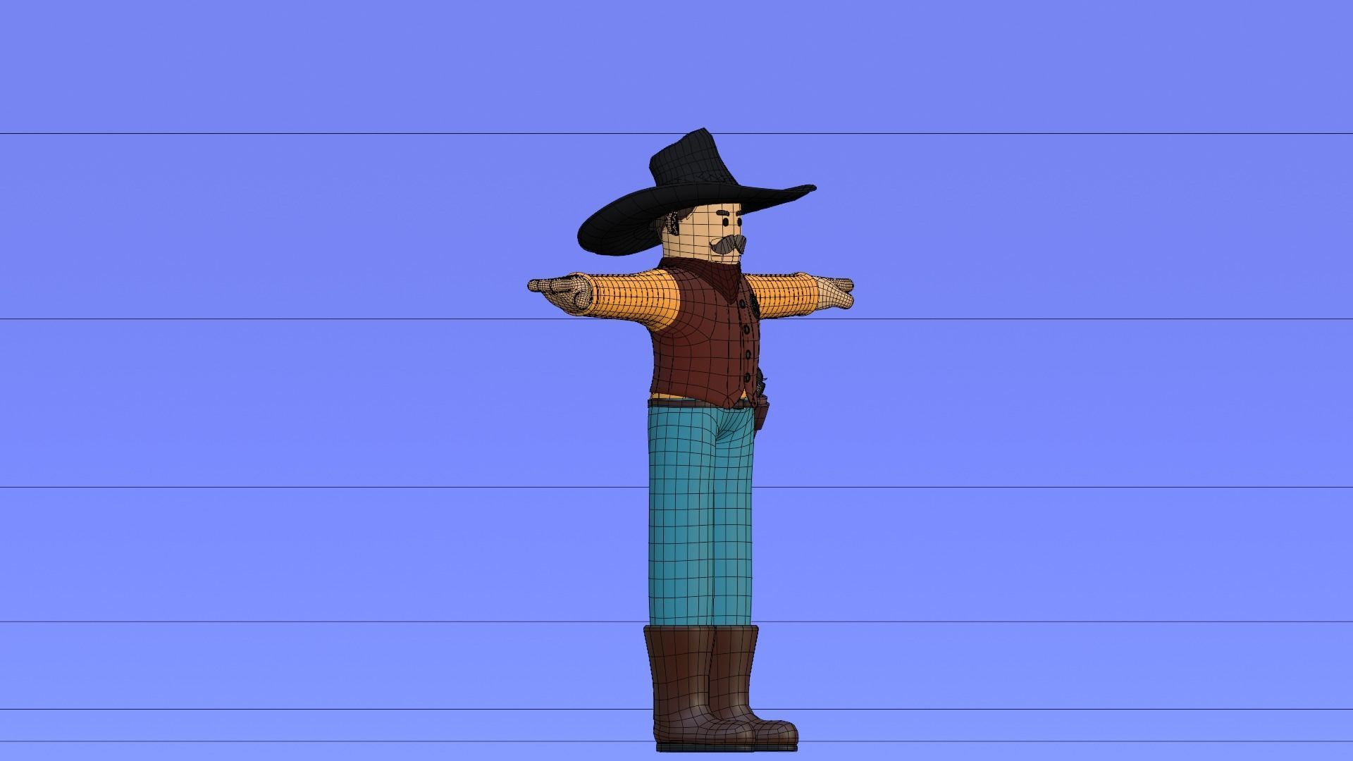 Minimal Cowboy 3D Cartoon Character 3D model_39