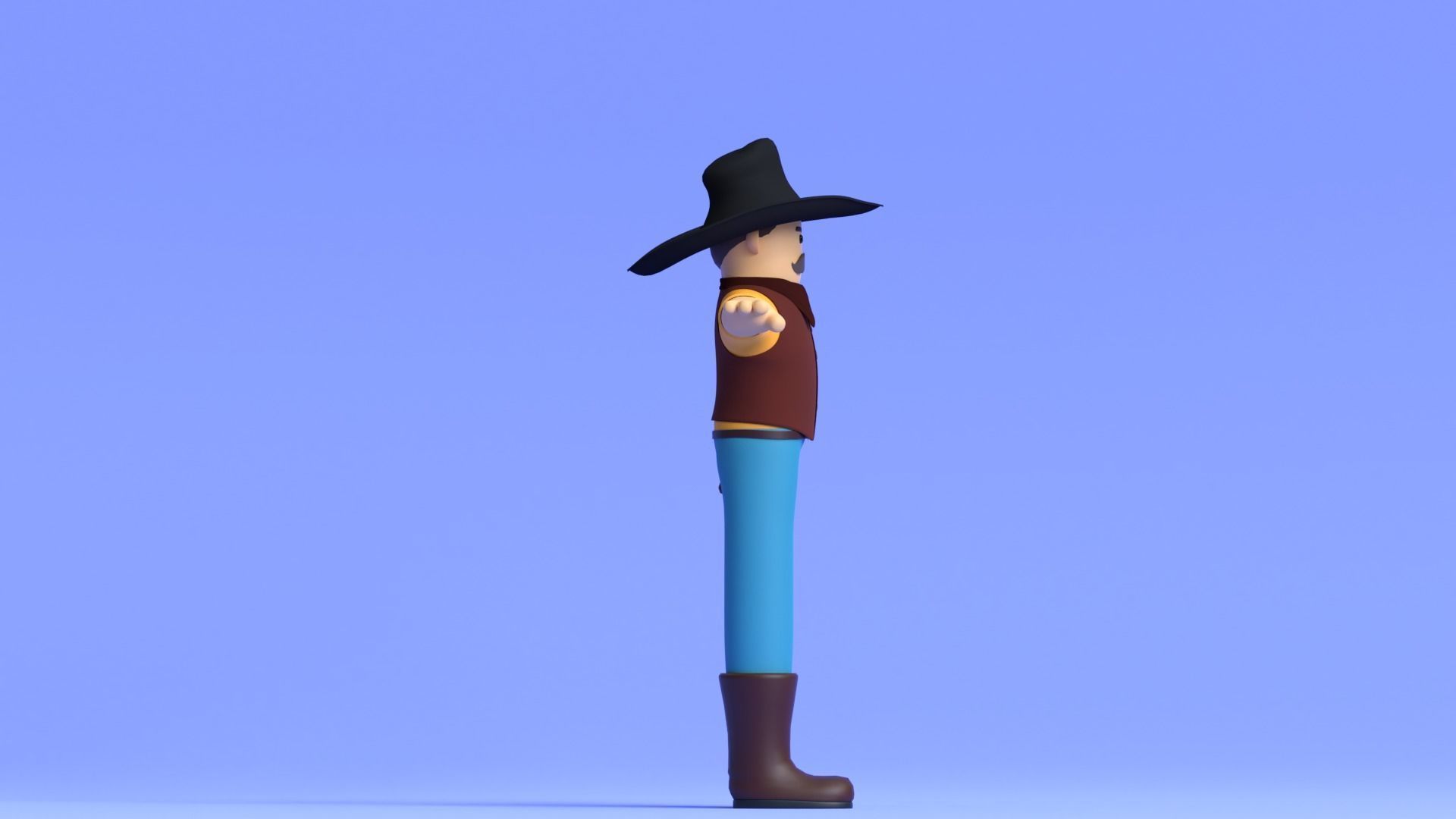 Minimal Cowboy 3D Cartoon Character 3D model_12