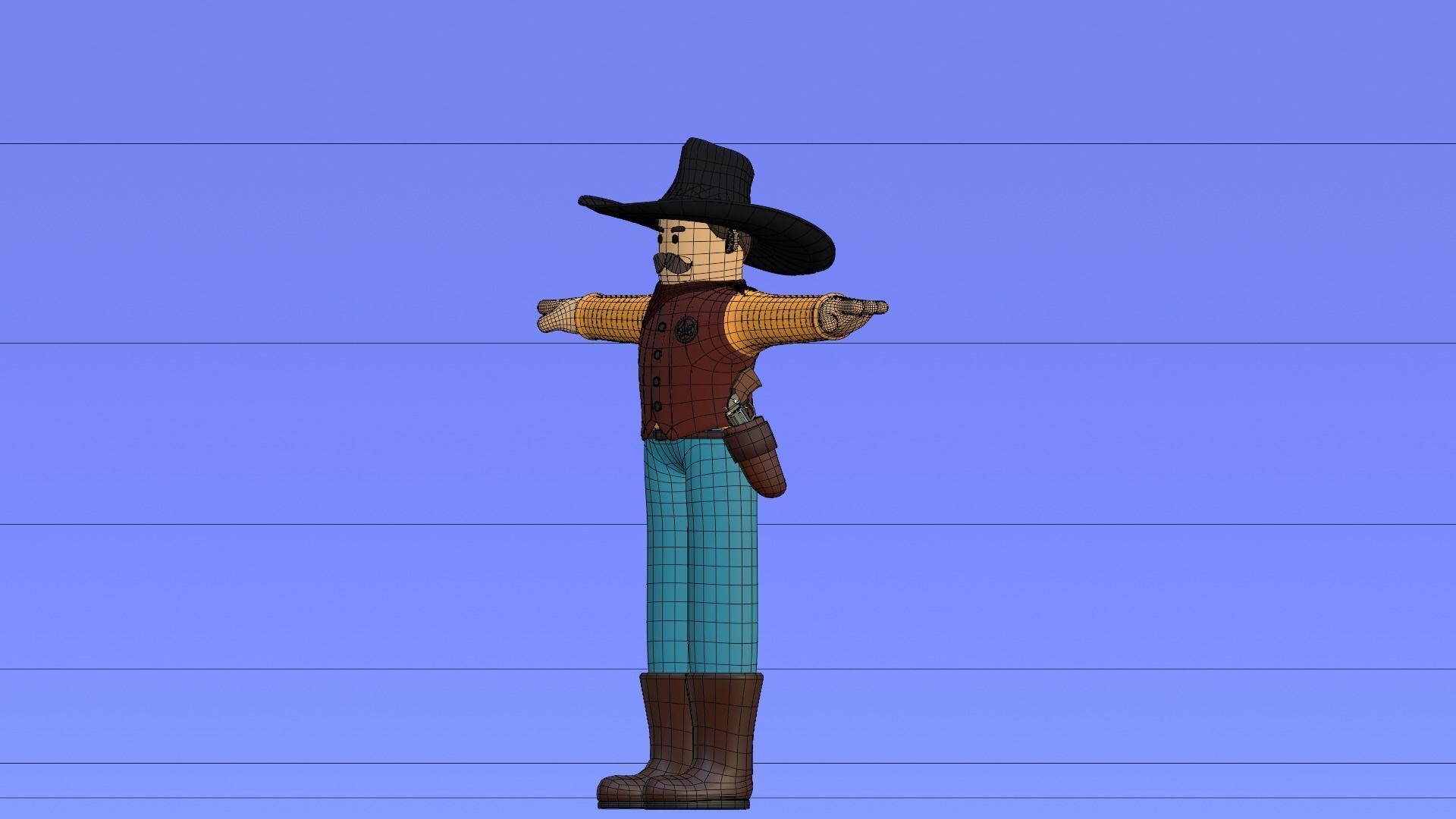 Minimal Cowboy 3D Cartoon Character 3D model_40