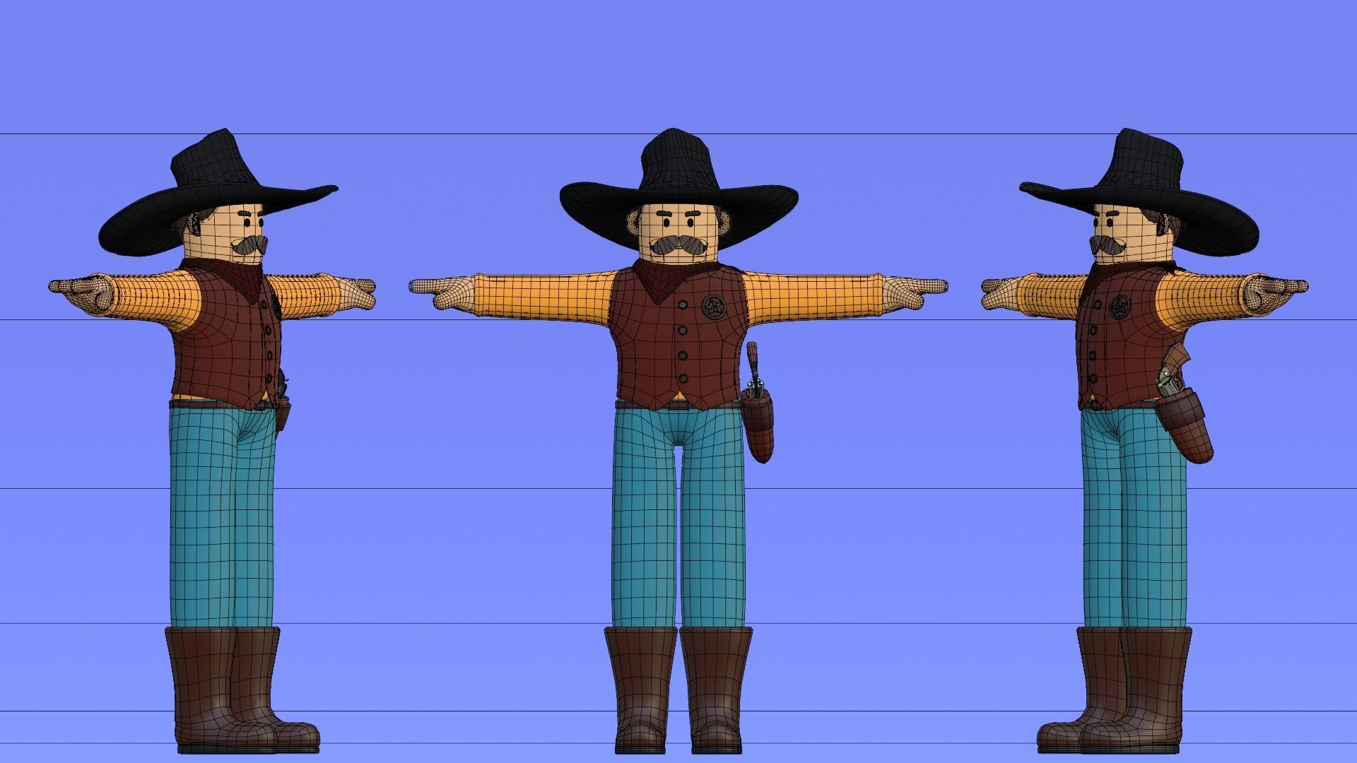 Minimal Cowboy 3D Cartoon Character 3D model_10