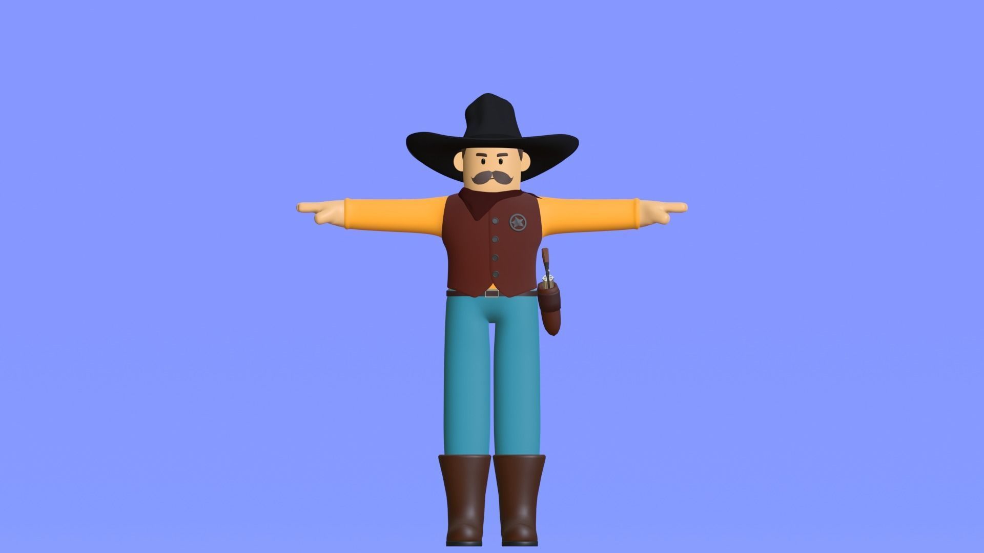 Minimal Cowboy 3D Cartoon Character 3D model_15