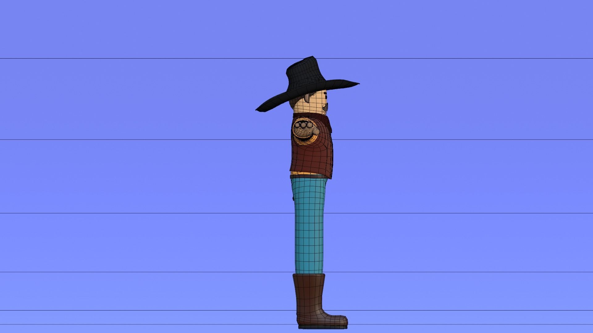 Minimal Cowboy 3D Cartoon Character 3D model_28