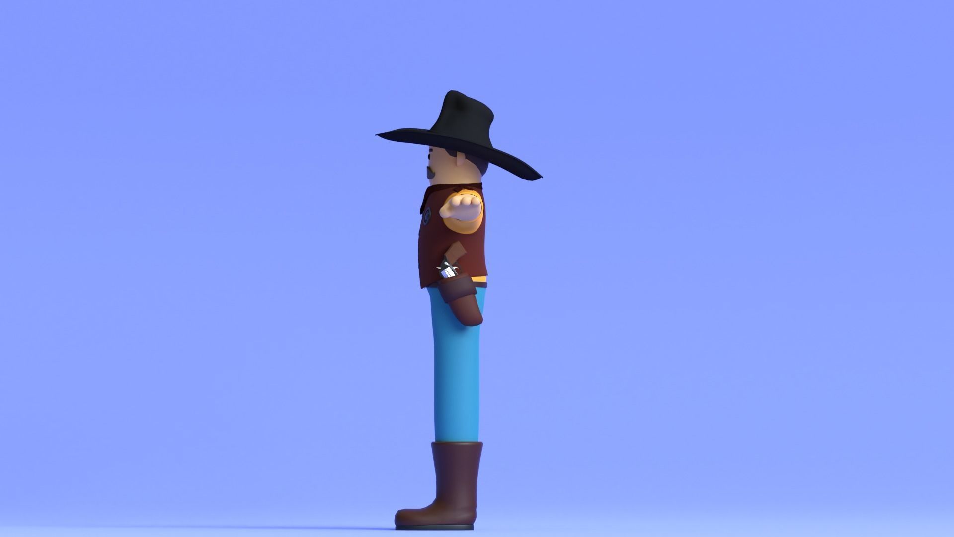 Minimal Cowboy 3D Cartoon Character 3D model_14