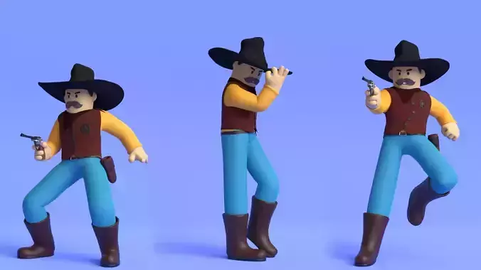 Minimal Cowboy 3D Cartoon Character