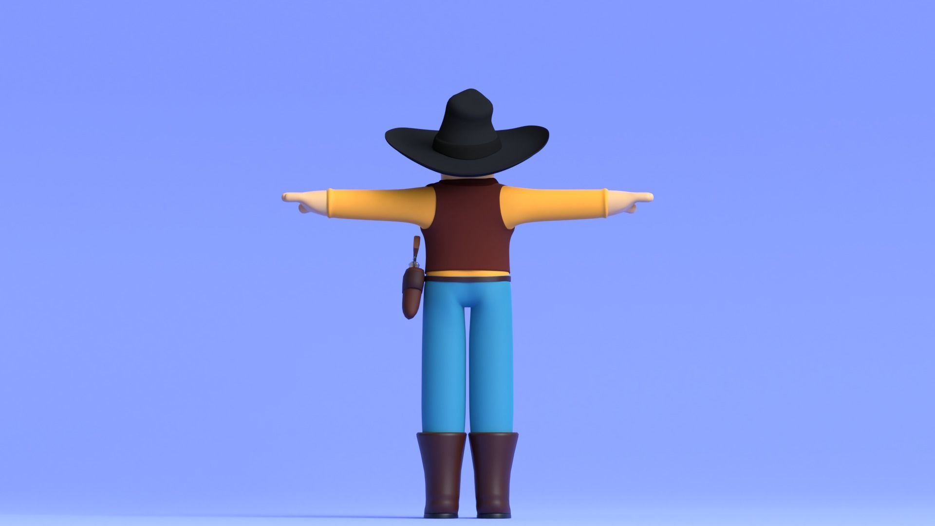 Minimal Cowboy 3D Cartoon Character 3D model_13