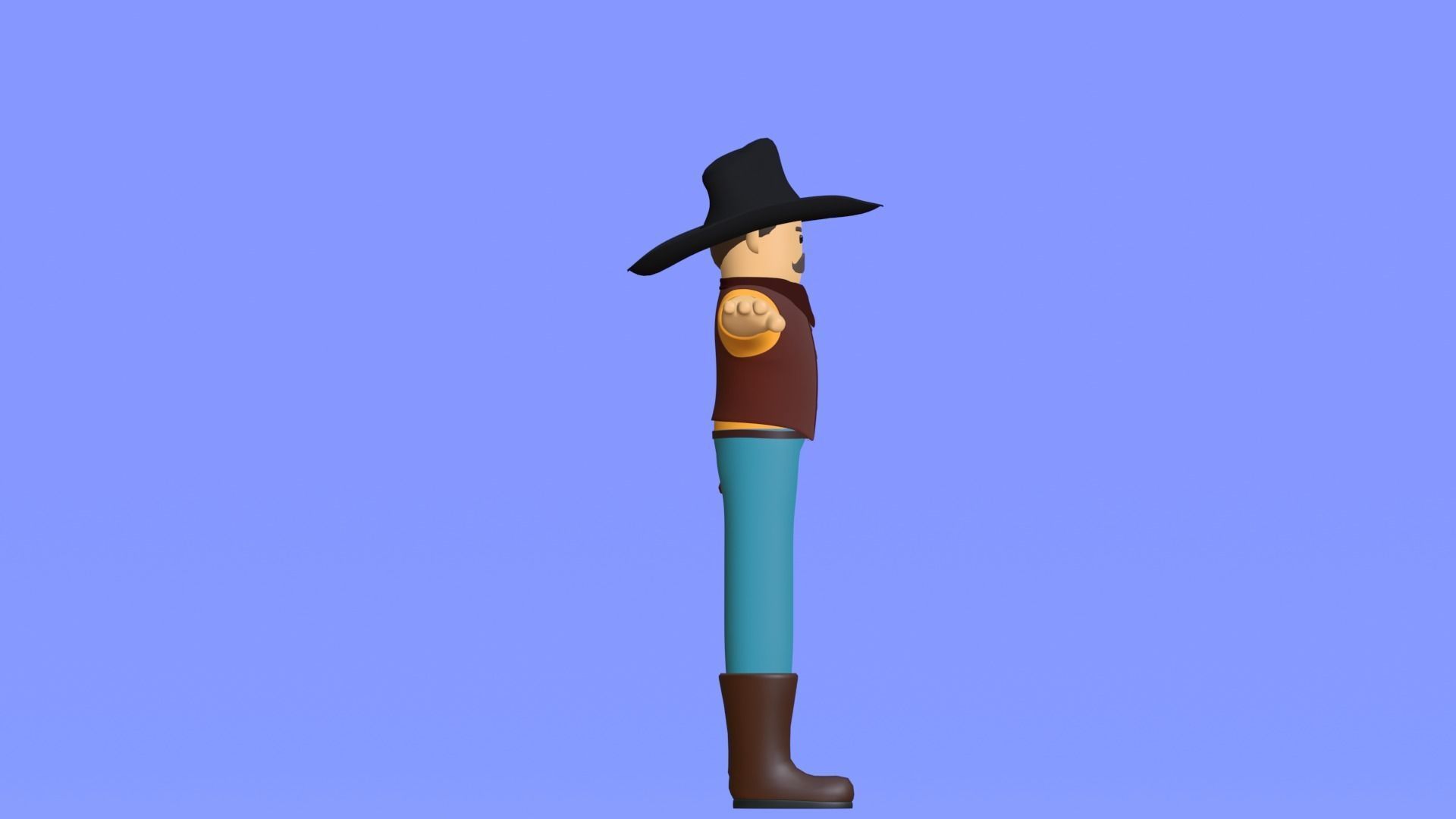 Minimal Cowboy 3D Cartoon Character 3D model_16