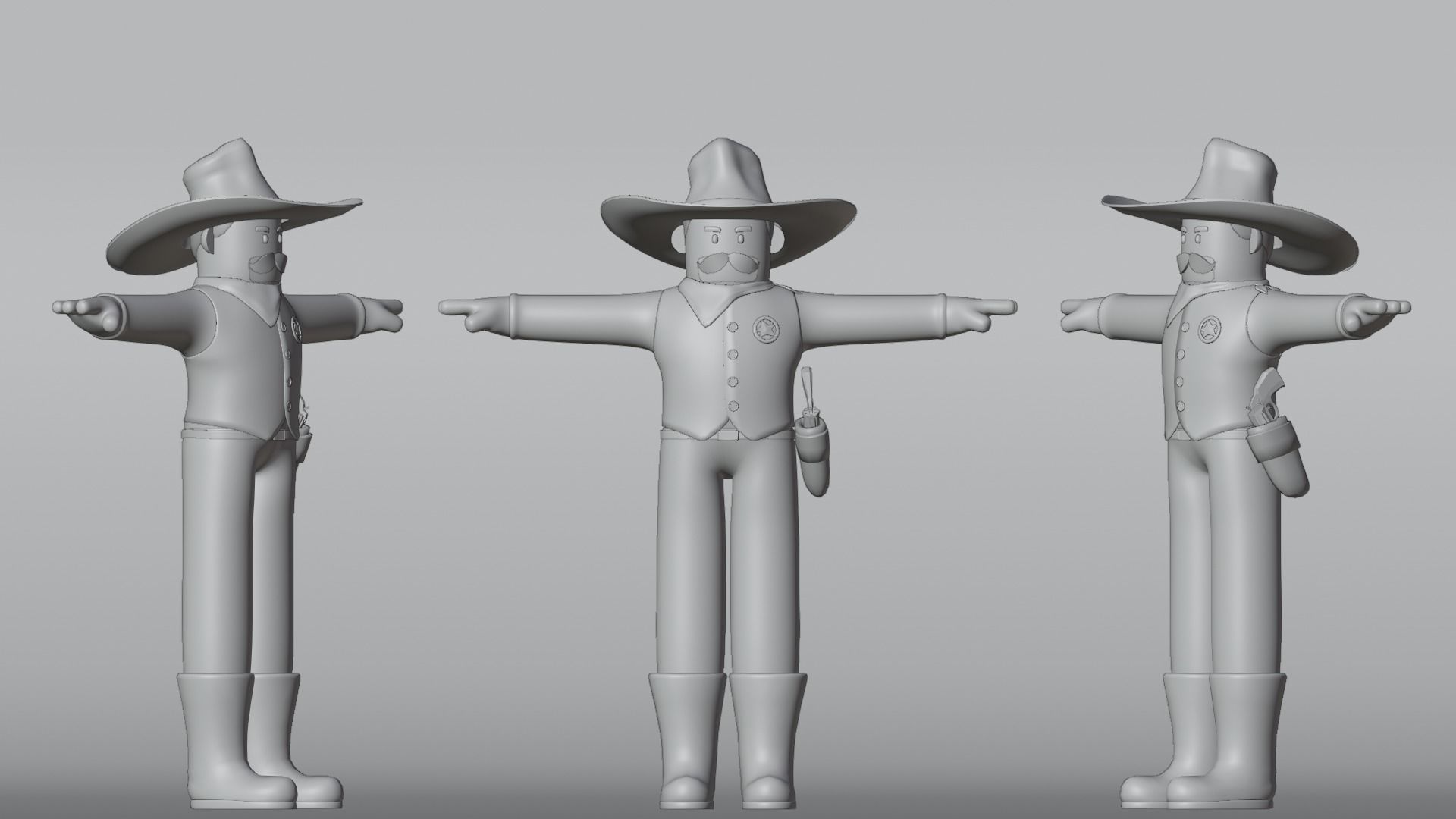 Minimal Cowboy 3D Cartoon Character 3D model_8