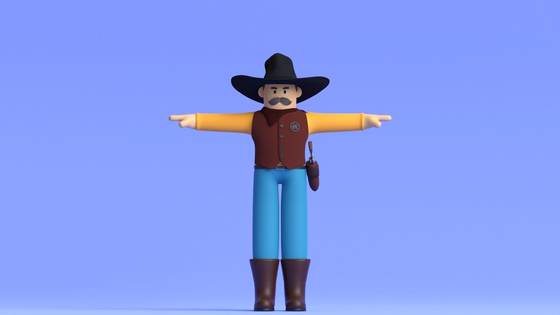 Minimal Cowboy 3D Cartoon Character 3D model_11