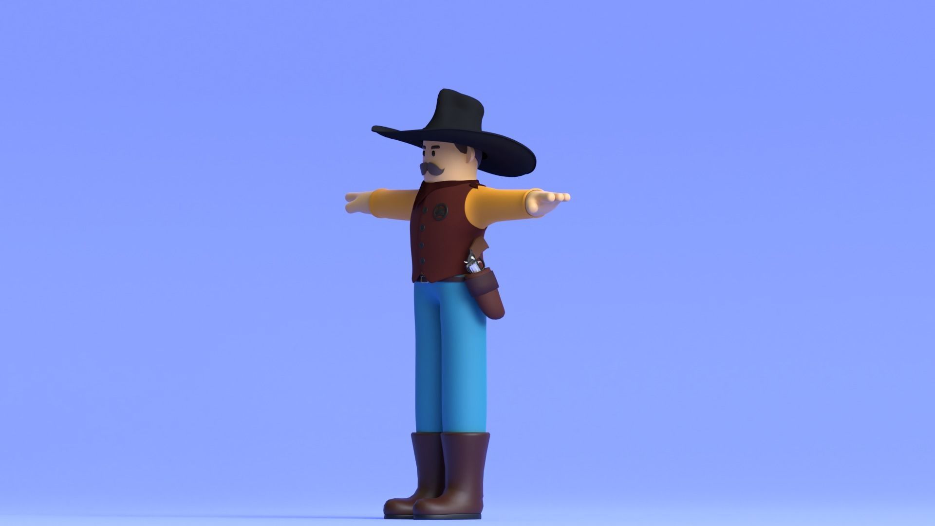 Minimal Cowboy 3D Cartoon Character 3D model_32