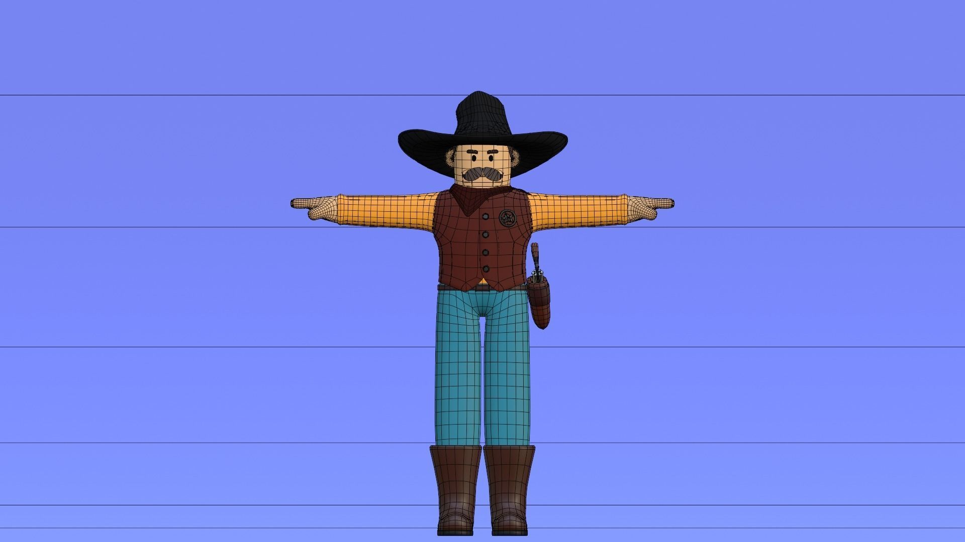 Minimal Cowboy 3D Cartoon Character 3D model_27