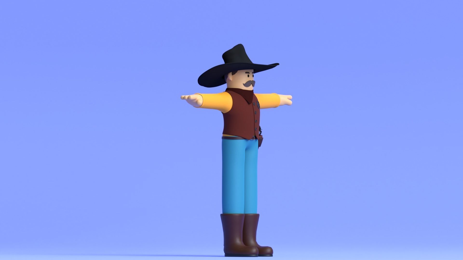 Minimal Cowboy 3D Cartoon Character 3D model_31