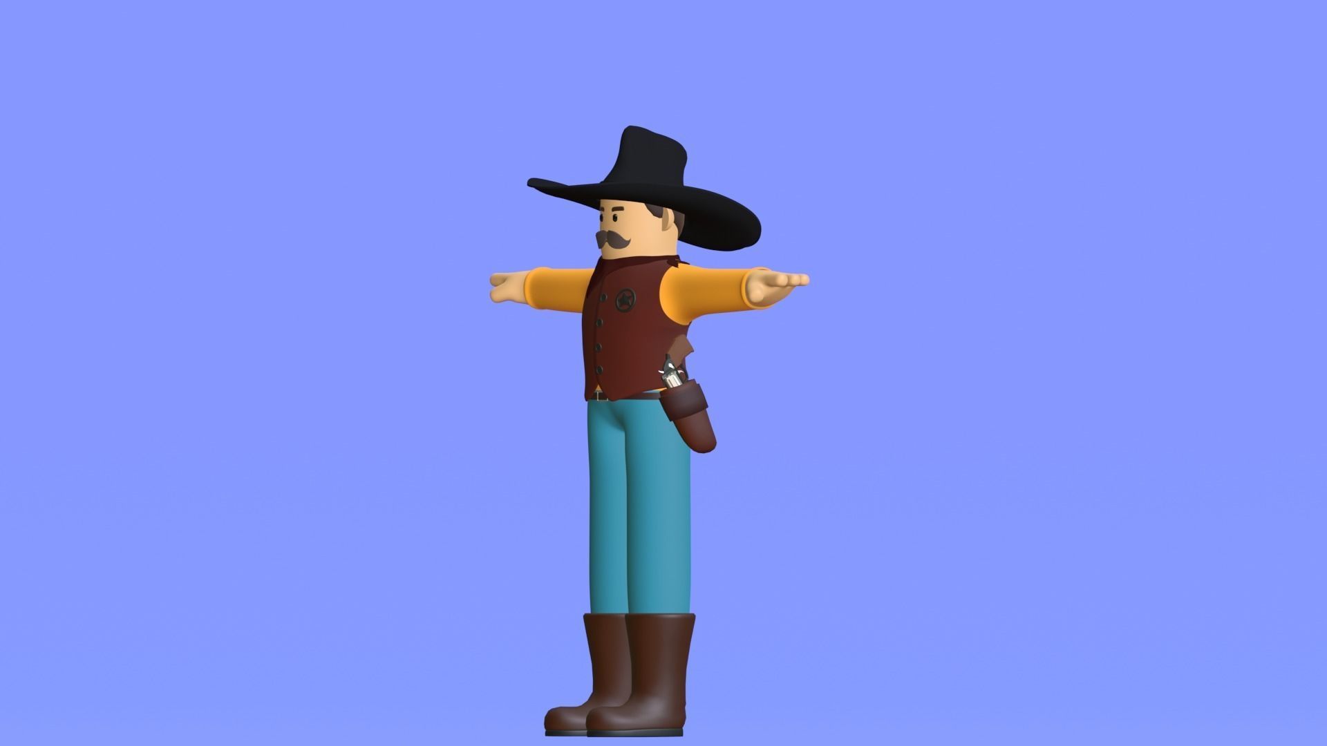 Minimal Cowboy 3D Cartoon Character 3D model_34