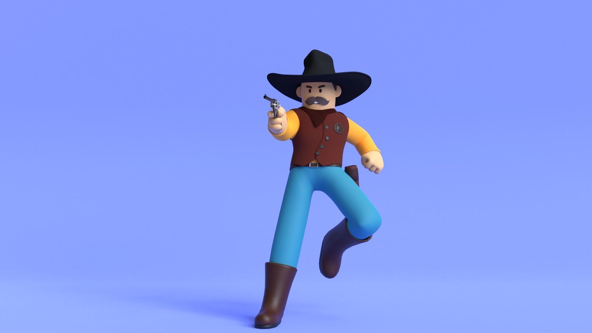 Minimal Cowboy 3D Cartoon Character 3D model_4