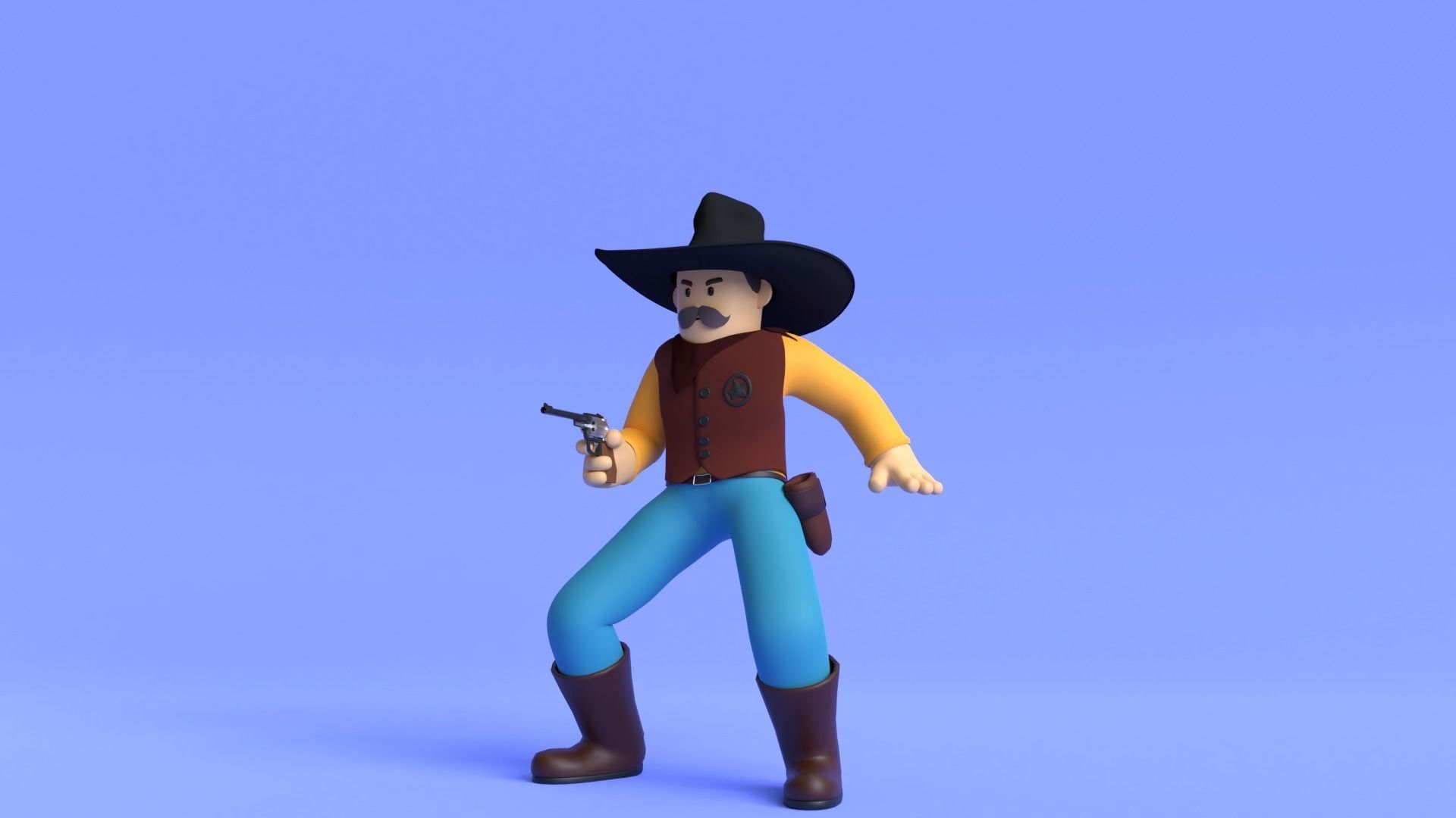 Minimal Cowboy 3D Cartoon Character 3D model_2