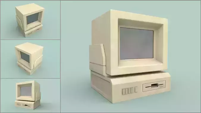 Simple Retro PC Display Low-poly 3D model