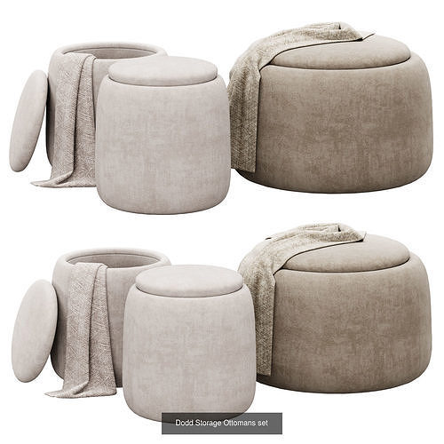 Poufs and ottomans collection 3D Model Pack 5