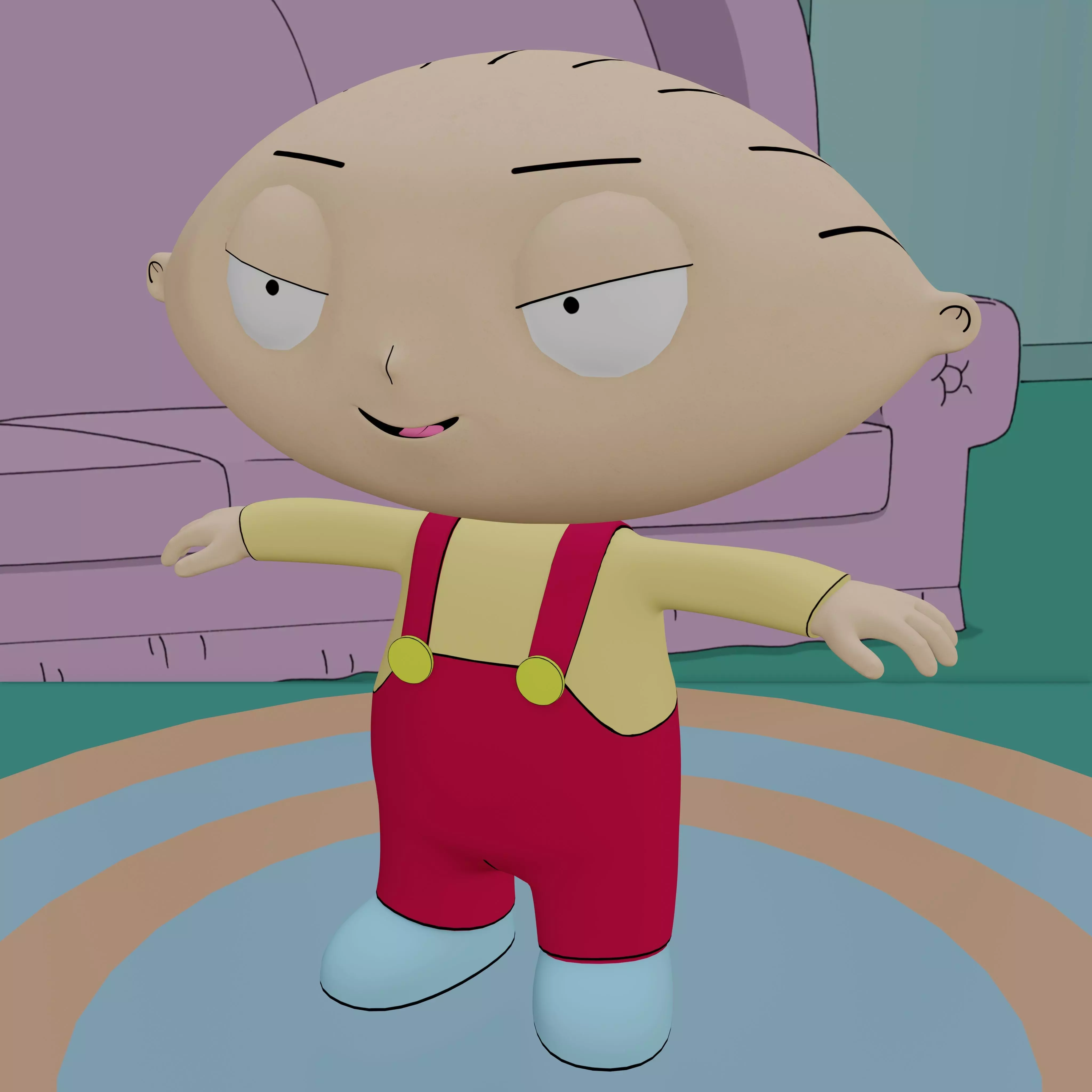 Stewie Griffin From Family Guy - Rigged Low-poly 3D model