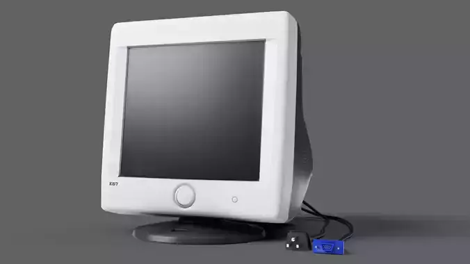 Generic Vintage CRT Computer Monitor - Lowpoly GameAsset