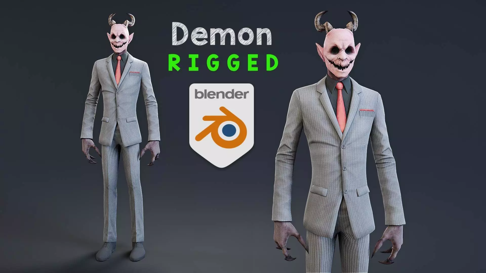 Scary Halloween - The Demon rigged 3D model_0