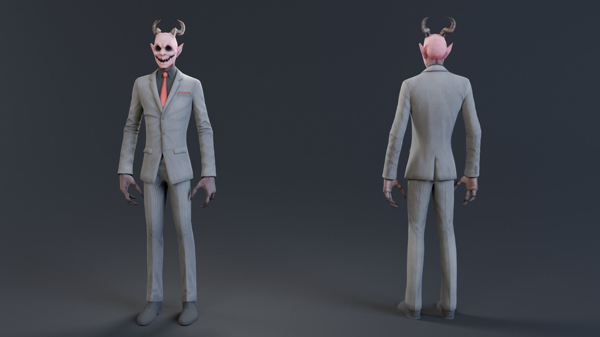 Scary Halloween - The Demon rigged 3D model_6